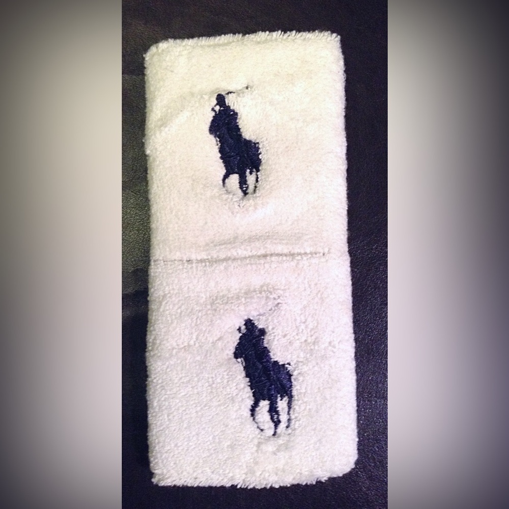 Polo Tennis White sweatbands with Navy polo Logo